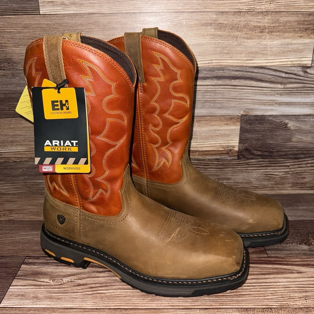 Ariat 10006961 Steel Toe Western Work Boot Mens Size 11.5 B Orange Leather NEW